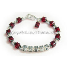 Siam Glass Cube Beads Bracelet